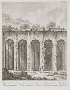 Piscina Mirabilis, de Avanzi della Antichita esistenti a Pozzuoli, Cuma, e Baja por Paulo Antonio Paoli, grabado por Giovanni Volpato (1735-1803) de Giovanni Battista III Natali